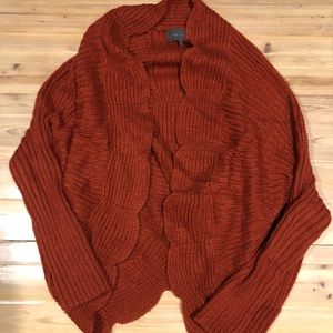 Anthropologie brick scallop cocoon cardigan